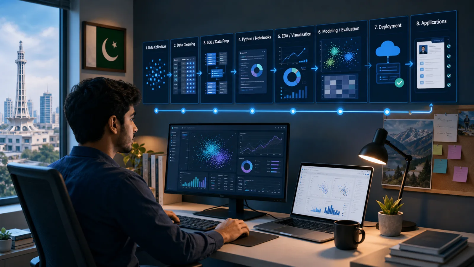 Pakistani learner building an end-to-end data science and machine learning project pipeline