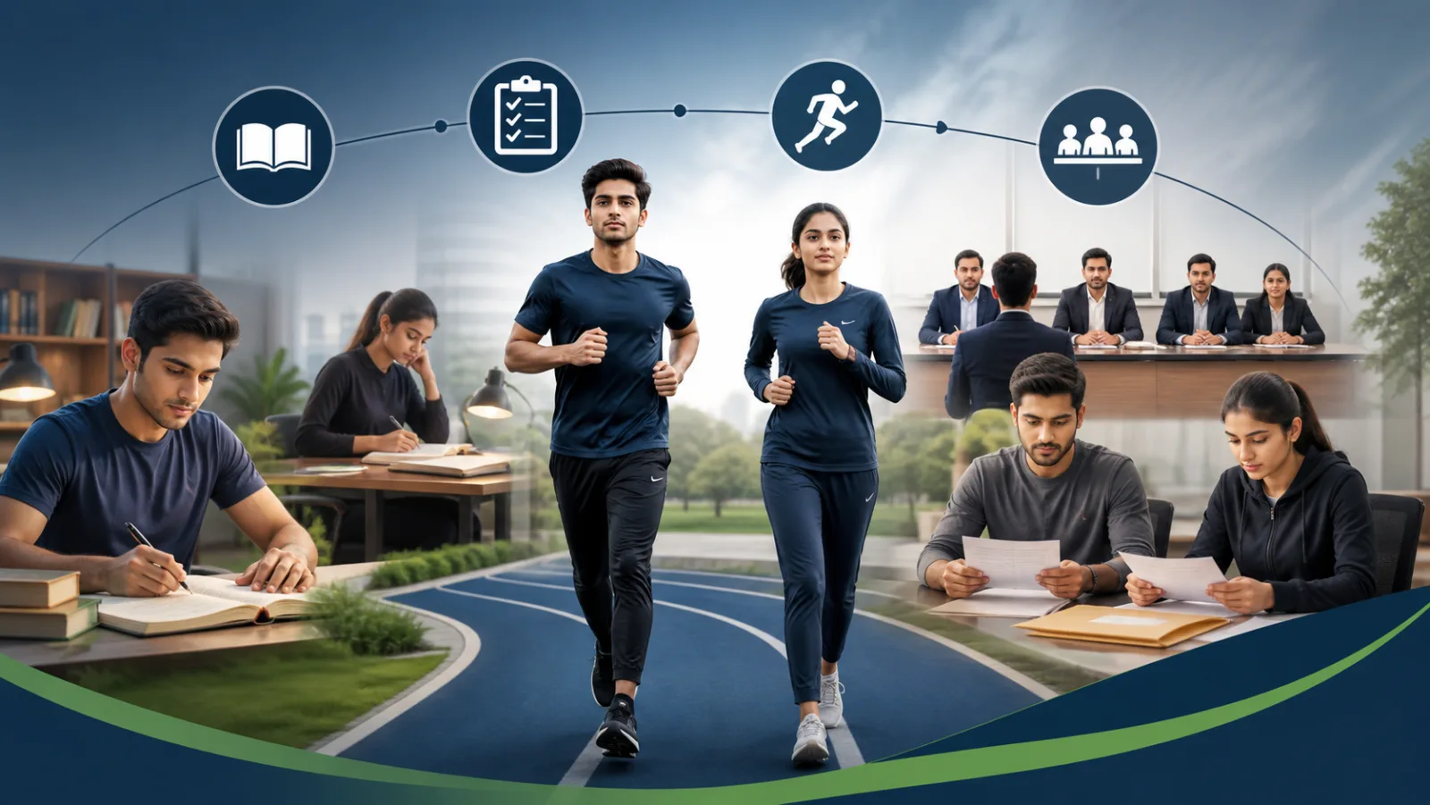 Male and female Punjab Police applicants preparing for written, physical and interview stages